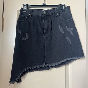 Asymmetrical Washed Black Jean Skirt - Size 27